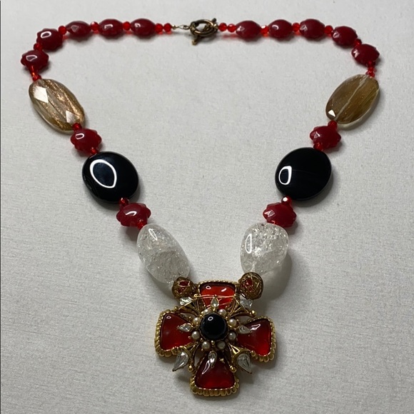 NECKLACE - Maltese Cross RED Custom jewelry - Picture 3 of 11